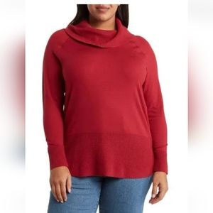 Cyrus NWT Cowl Neck Pullover Sweater | 1X | Kitten Heather Gray